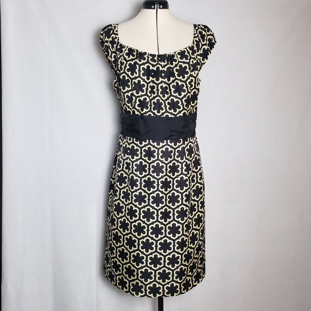 Milly of NY Silk Sheath Style Cocktail Dress Geometric Floral Print Size 10 NWT